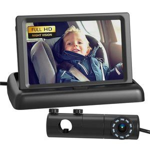 HD Display Baby Car Mirror with Night Vision, 4.3 Inch Baby Car Monitor